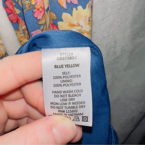 Lush Long Sleeve Floral Print Shoulder Pads Mini Dress size large - Picture 6 of 7